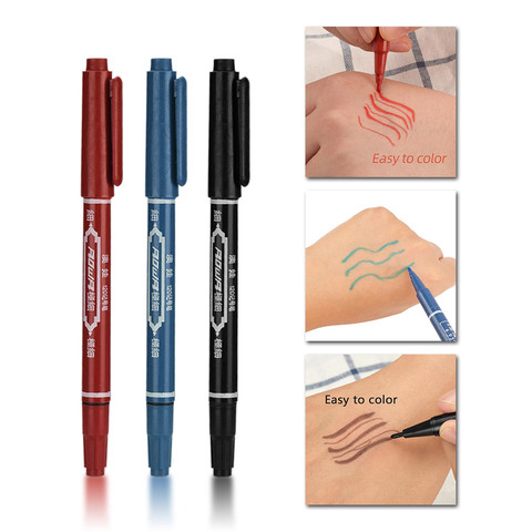 3 PCS Tattoo Supplies Tattoo Marker Pen Skin Marker Pen Scribe Tool permanent  Ink Thin Nib Crude Nib ► Photo 1/6