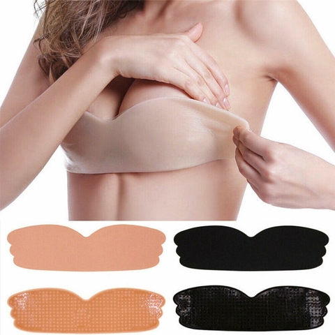 Women Self Adhesive Strapless Bra Blackless Solid Color Bra Stick Gel Silicone Push Up Women's Sexy Underwear Invisible Bra ► Photo 1/6