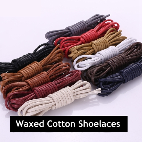 1 Pair Cotton Waxed Shoelaces Leather Waterproof Round Shoe laces Martin Boots Shoelace Shoestring Length 80/100/120/140CM P2 ► Photo 1/6