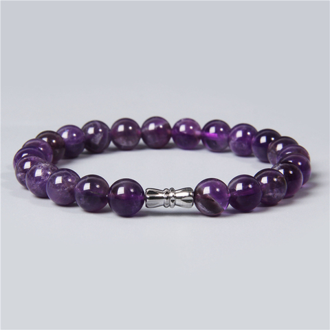 2022 wholesale Natural Women men clean purple amethysts quarzt crystal stone bracelet jewelry friendship yoga mala diy bracelets ► Photo 1/6