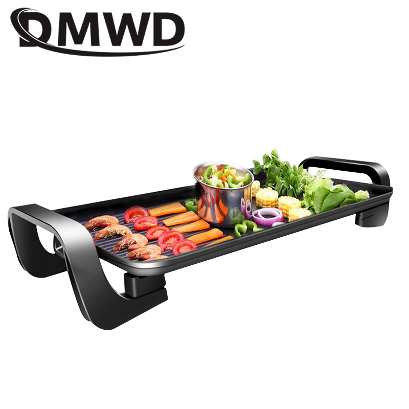 DMWD Multifunctional Electric Griddle Smokeless BBQ Grill Durable Baking  Pan Grill Skewers Household Machine Barbecue Grill EU