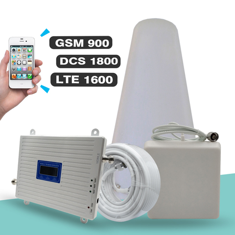2G 3G 4G Tri Band Repeater GSM 900+DCS LTE 1800+FDD LTE 2600mhz Cellphone Signal Booster 900 1800 2600 Signal Amplifier Full Set ► Photo 1/6
