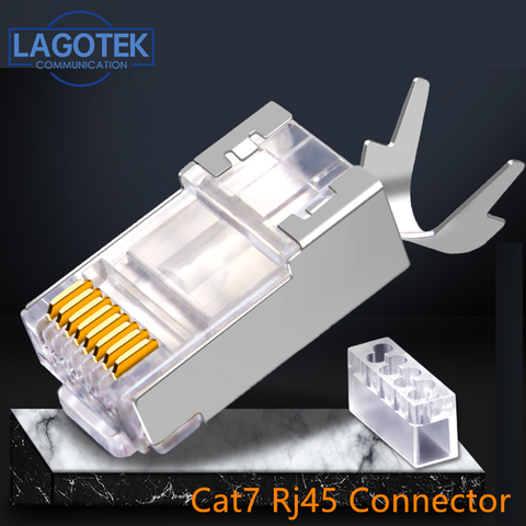 50PCS/lot RJ45 Connector Network Cable Connector Cat6a Cat7 RJ45 plug shielded FTP 8P8C Network Crimp Connectors 1.3mm ► Photo 1/6