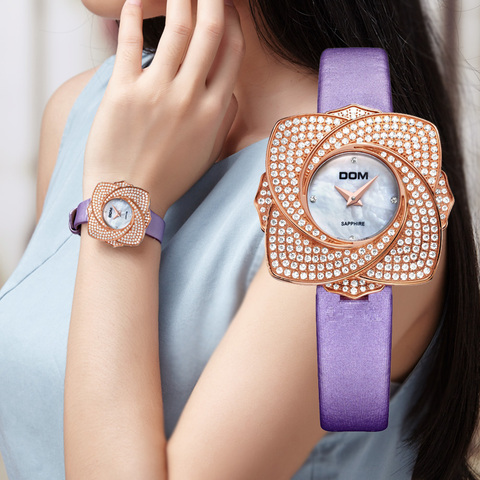 DOM Brand Unique Dial Design Watch Leather Wristwatches Fashion Crystal Watch Women Men Quartz Watch Relogio Feminino G-637 ► Photo 1/6