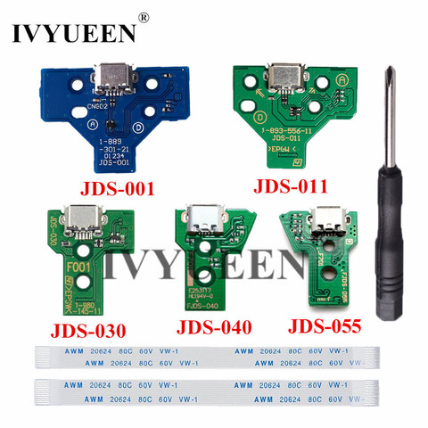 IVYUEEN for Playstation 4 PS4 Pro Slim Controller Charging Socket Port Circuit Board with 12 14 Pin Power Flex Ribbon Cable ► Photo 1/6