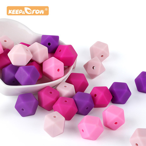10pcs Hexagon Beads Silicone Baby Teether Chewing Silicone Baby Teething Nursing Necklace Pacifier Chain Food Grade Toys ► Photo 1/6