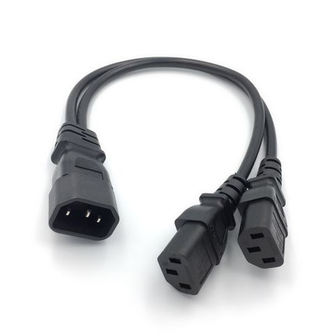 Wholesale 1pcs Single C14 to Dual C13 5-13R Short Power Y Type Splitter Adapter Cable Cord 30cm ► Photo 1/2