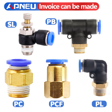 Pneumatic PC PCF PL PLF Pneumatic connector 4mm-12mm fitting thread 1/8
