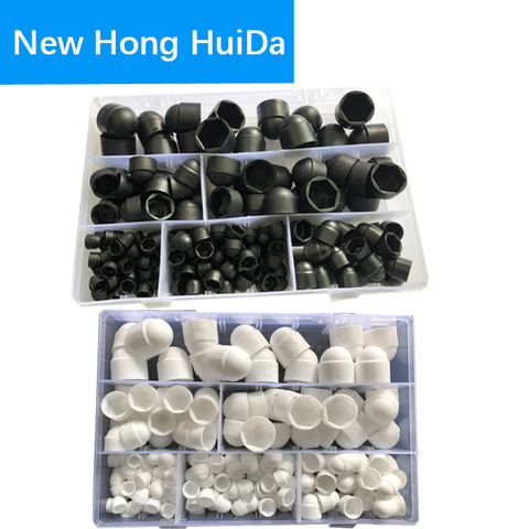 Black White Dome Protection Cap Covers Exposed Hexagon Plastic PE Nut Bolt Assortment Kit ► Photo 1/6