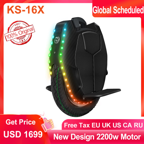 Orignal KS-16X 1554wh Electric unicycle Longest Mileage Single wheel 2200W motor 1554wh battery speed 50km/h Dual Charging ► Photo 1/6