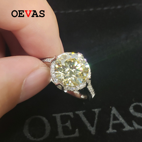 OEVAS 100% 925 Sterling Silver Wedding Rings For Women Sparkling 10mm High Carbon Diamond Wedding Party Bridal Fine Jewelry Gift ► Photo 1/6