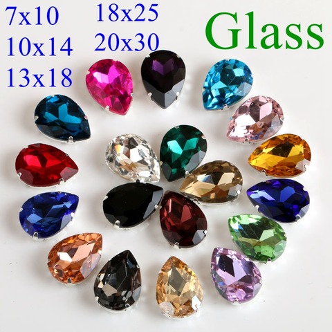 Teardrop Glass Crystal Strass Sew On Rhinestones High Quality