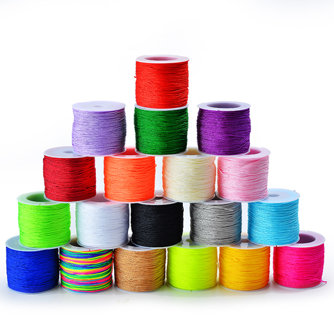 50Meters/Roll  0.8mm Neon Nylon Cord Thread Chinese Knot Macrame Cord Bracelet Braided String DIY Tassels Beading String Thread ► Photo 1/6
