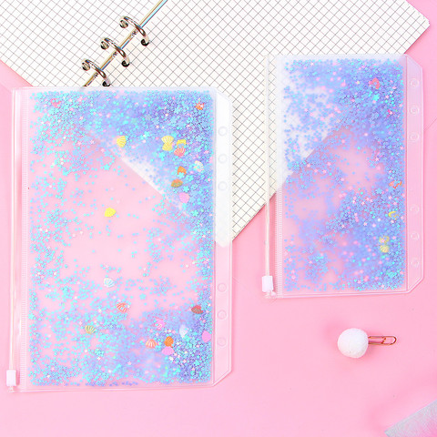 Transparent PVC Storage Card Holder with 6 Hole Zipper document Bag for A5 A6 Pouch Diary Planner Accessories ► Photo 1/6