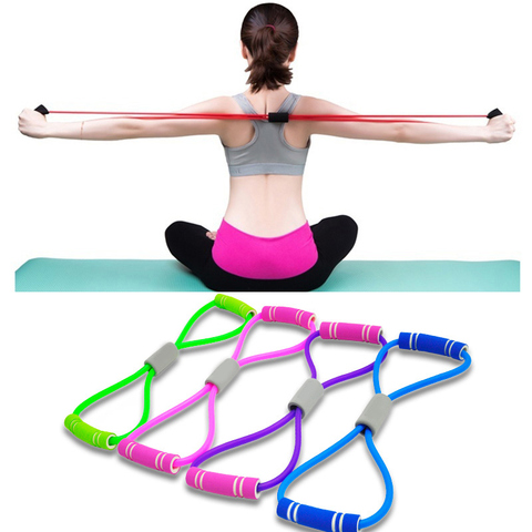 Hot Yoga Gum Fitness Resistance 8 Word Chest Expander Rope Workout Muscle Trainning Rubber Elastic Bands for Sports Exercise ► Photo 1/6