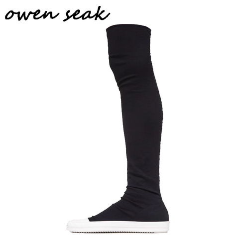 Owen Seak Men Over Knee High Boots Luxury Trainers Canvas Winter Boots Casual Snow Flats Black Big Size Shoes ► Photo 1/6