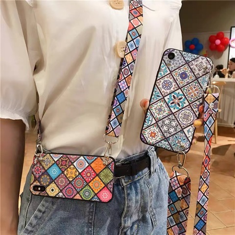 A31 A41 A51 A71 Case Crossbody Lanyard Vintage Soft Back Cover for Samsung Note 10 Lite S8 S9 S10 Lite S20 Plus A30S A50 A70 A40 ► Photo 1/6