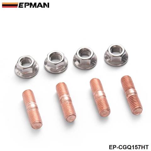 Sport M10 x 1.50 Threaded Turbo Studs Kit Flange Nuts High Strength T3 T4 T6 Set of 4 EP-CGQ157HT ► Photo 1/6