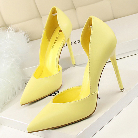 BIGTREE Shoes Women Pumps Fashion High Heels Shoes Black Pink Yellow Shoes Women Bridal Wedding Shoes Ladies Stiletto Party Shoe ► Photo 1/6