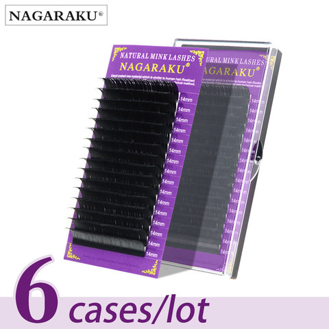 NAGARAKU All Size 6 Cases J B C D Curl Individual Eyelashes Faux Mink Eyelashes Extension Artificial Fake False Eyelashes ► Photo 1/6
