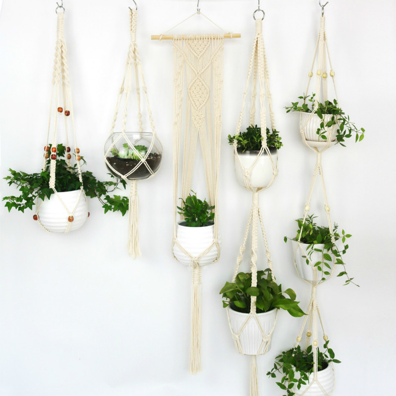 Hand-woven Net Bag Macrame Hanging Basket Tool New Blossom Garden Plant Hanger 