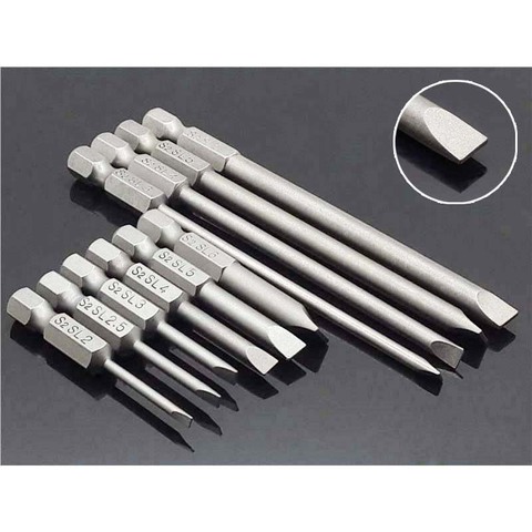 4/6pcs Set 50/100mm 2.0-6.0mm Magnetic Flat Head Slotted Tip Screwdrivers Bits 1/4