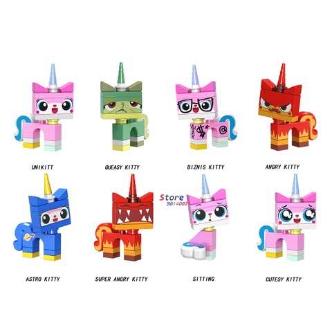 50pcs Building Blocks Cartoon Movie  Bricks Unikitty Super Angry Astro Queasy Biznis Unicorn Kitty for kids children toys ► Photo 1/1