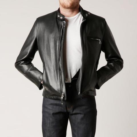 YR!Free shipping.Japan horsehide jacket,classic cafe racer leather jacket,fashion Man vintage  genuine leather coat,motor sales ► Photo 1/4