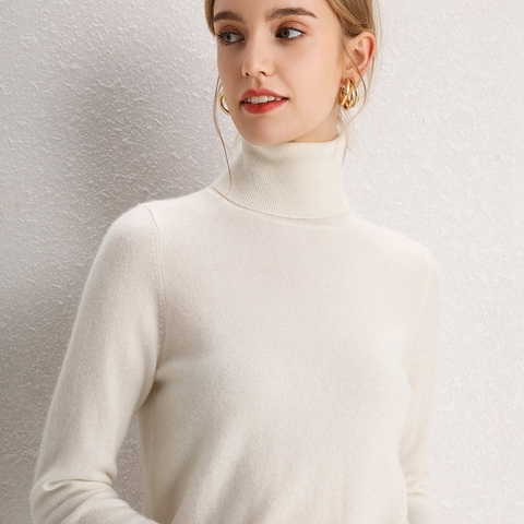 Women Sweaters 100% Pure Cashmere Knitted Turtleneck Pullovers Winter Female Soft Warm Jumpers 10Colors Hot Sale Fashion Sweater ► Photo 1/6