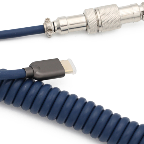 GKs Space Cable Aviator Dark Blue Custom usb c port coiled Cable wire for Mechanical Keyboard GH60 USB cable type c USB ► Photo 1/6