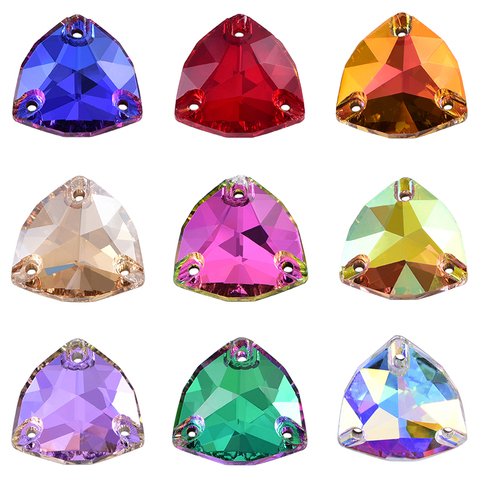 16mm 18PCS AAAAA 20 Colors Crystal Sew On Rhinestones Triangle Glass Sewing  Accessories High Quality Used For Clothing F0203 ► Photo 1/6