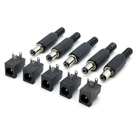 DC-005 5.5x2.1mm 12V 3A Plastic Male Plugs + Female Socket Panel Mount Jack DC Power Connector Electrical Supplies ► Photo 1/4