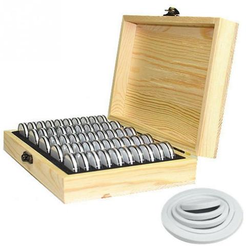 50/100pcs Coin Storage Box Adjustable Antioxidative Wooden Commemorative Coin Collection Case Container with Adjustment Pad ► Photo 1/6