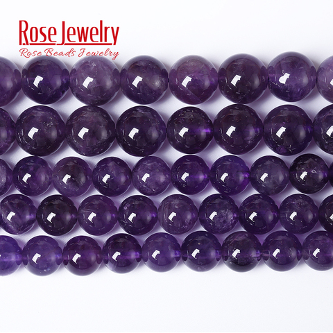 AAAAA Natural Stone Purple Amethysts Crystals Round Beads 15