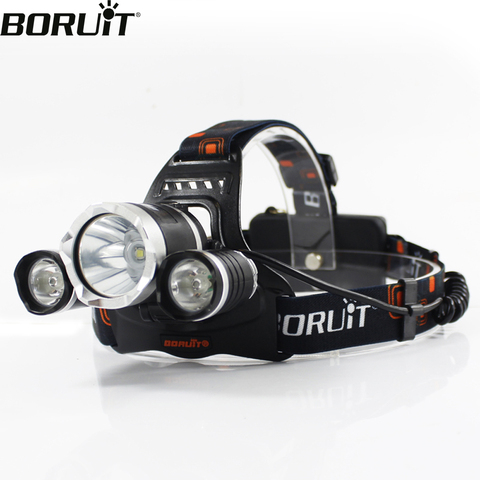 BORUiT RJ-3000 XM-L2 LED Headlamp 3000LM 4-Mode Waterproof Headlight USB Rechargeable 18650 Head Torch for Camping Hunting ► Photo 1/6