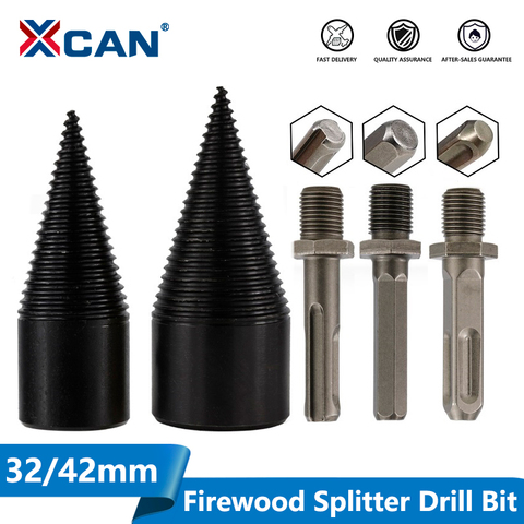 XCAN 1pc 32mm/42mm HSS Firewood Splitter Drill Bit Round/Hex/Triangle Shank Wood Split Cone Drill Bit Woodworking Tools ► Photo 1/3