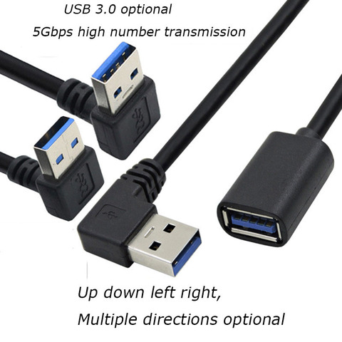 1PCS 0.3M 90 Degree USB 3.0 Male to Female Adapter Cable Angle Extension Extender 5Gbps Fast Transmission Left/Right/Up/Down ► Photo 1/6