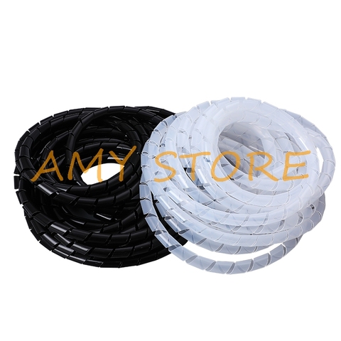 1Pc Black ClearWhite WireCable Ties Organizer Management Spiral Wrapping Bands Bundle Protector 4 6 8 10 12 14 16 18 20 25 30mm ► Photo 1/6