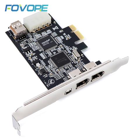 1 Set PCI-e 1X IEEE 1394A 4 Port(3+1) Firewire Card Adapter 1394 A PCIe With 6 Pin To 4 Pin IEEE 1394 Cable For Desktop ► Photo 1/6