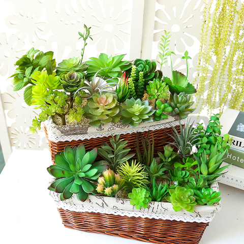 Mini Small Medium Large Green Artificial Succulents Plants Bonsai Home Garden Bathroom Christmas Wedding Decoration Fake Plants ► Photo 1/6