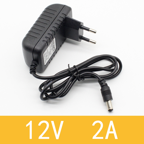 1PCS 12V2A AC 100V-240V Converter Adapter DC 12V 2A 2000mA Power Supply EU Plug 5.5mm x 2.1-2.5mm for LED CCTV ► Photo 1/3