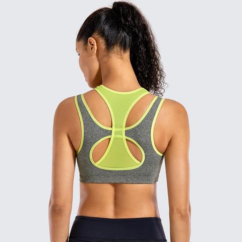Women's Workout Sports Bra High Impact Support Bounce Control Wirefree Mesh Racerback Top ► Photo 1/6