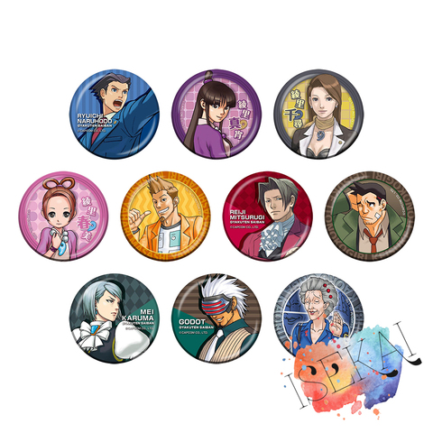 Gyakuten Saiban Game Badge Ace Attorney Phoenix Wright Larry Butz Miles Edgeworth Franziska von Karma Metal Badge Brooch Pin ► Photo 1/2