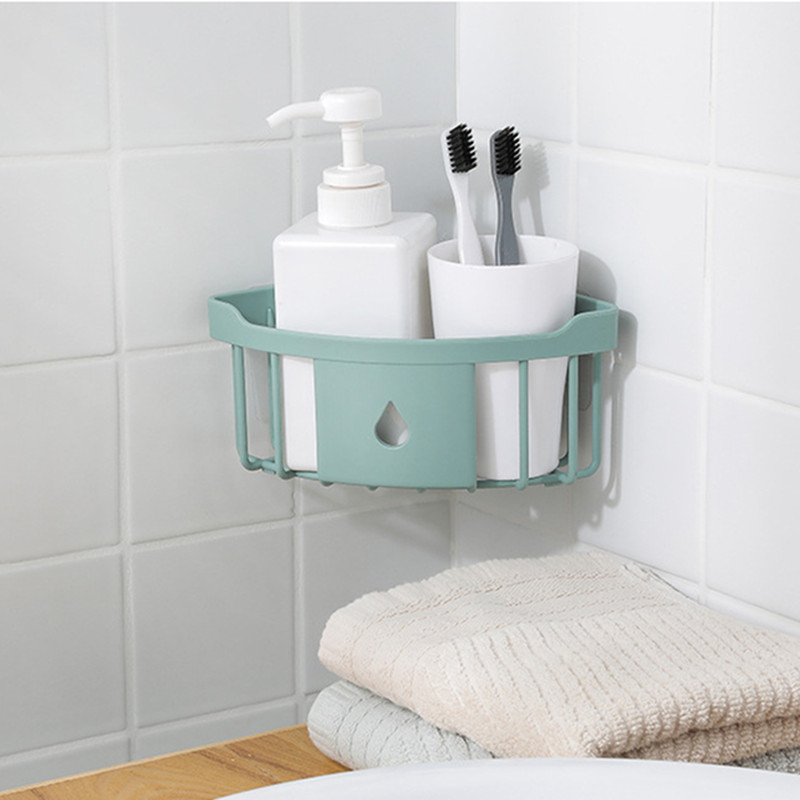 Mounted Kitchen Shower Gel Shampoo Organizer Bathroom Shelf Corner Storage Rack 
