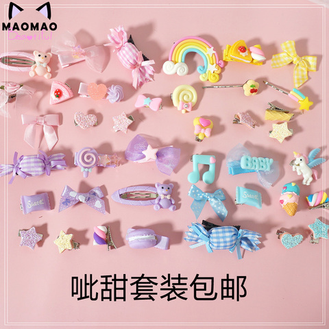 Hand Made Sweet Lo Mother Pink And Blue Purple Yellow Lolita Hair Accessories Barrettes Bear Candy COS Kawaii Clip ► Photo 1/5