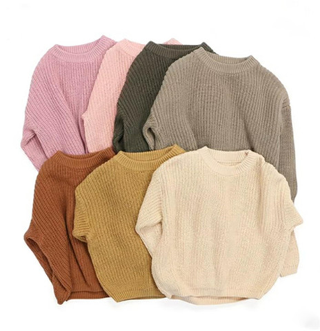 Newest Newborn Baby Girl Boy Knitted Long Sleeve Autumn Winter Sweater Solid Loose Pullover Casual Tops Kids Clothes 9M-5Y ► Photo 1/6