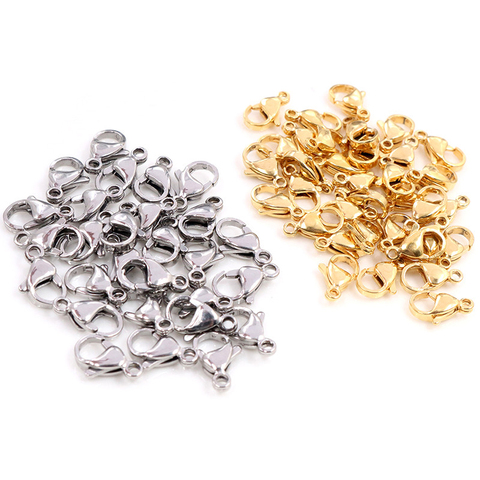 30pcs/lot 10*5mm 12*7mm Stainless Steel Gold Lobster Clasp Hooks for Necklace&Bracelet Chain DIY Fashion Jewelry Findings ► Photo 1/5