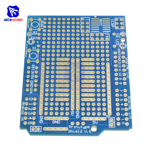 diymore Prototype PCB Board for Arduino UNO R3 FR-4 Fiber 2mm 2.54mm Pitch Prototype Shield V.5 ► Photo 1/6