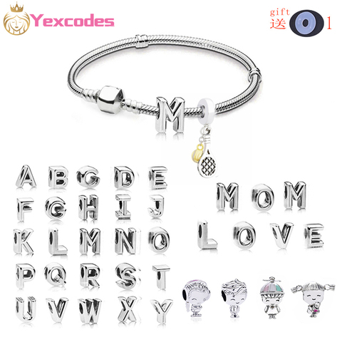 High Quality Brand Snake Bone Chain DIY English Alphabet A-Z Crystal Charm Beads Suitable for Original Brand Bracelet Jewelry ► Photo 1/5