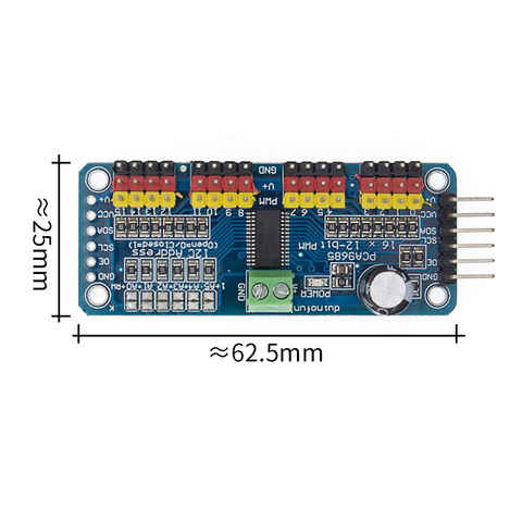 16 Channel 12-bit PWM/Servo Driver-I2C interface-PCA9685  module ► Photo 1/6